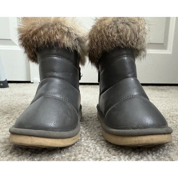 Rabbit Fur Top Comfy Kids Soft winter Boots Gray Toddler size 8 / 25 - Picture 4 of 8